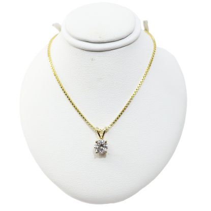Picture of 14k Yellow Gold Solitaire Diamond Necklace  