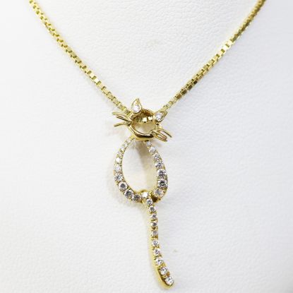 Picture of 14k Yellow Gold Diamond Cat Necklace
