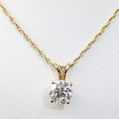 Picture of 14k Yellow Gold Solitaire Diamond Necklace