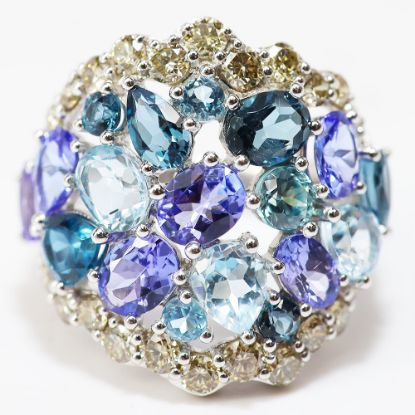 Picture of 14k White Gold Multi-Gemstone and Diamond Ring