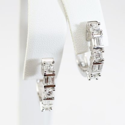 Picture of 14k White Gold Diamond Hoop Earrings