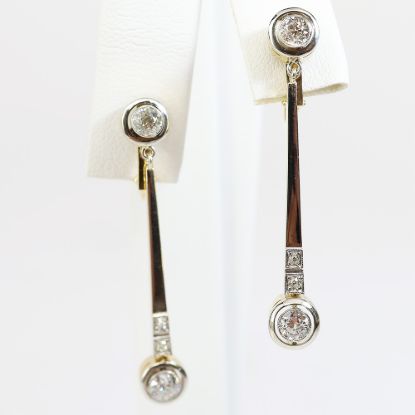 Picture of Vintage 18k Gold Bezel Set Diamond Earrings