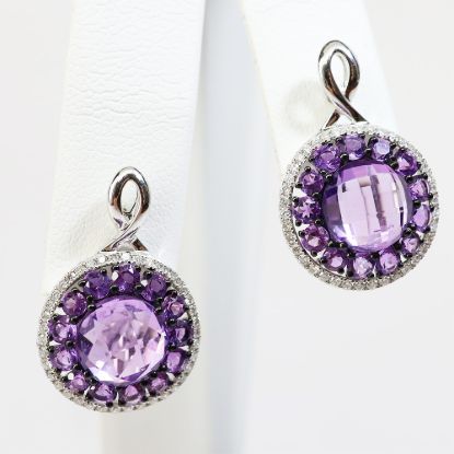 Picture of 18k White Gold Amethyst and Diamond Earrings