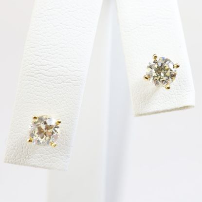 Picture of 14k Yellow Gold Diamond Solitaire Earrings