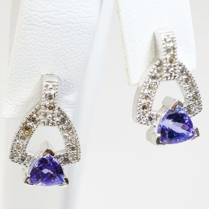 Picture of 14k White Gold Tanzanite and Diamond Earrings