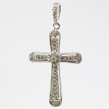 Picture of 14k White Gold Diamond Cross Pendant