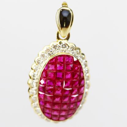 Picture of 18k Yellow Gold Ruby and Diamond Pendant 