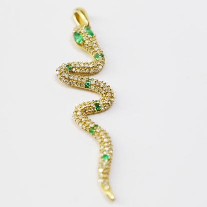 Picture of 14k Yellow Gold Pavé set Diamond and Emerald Pendant 