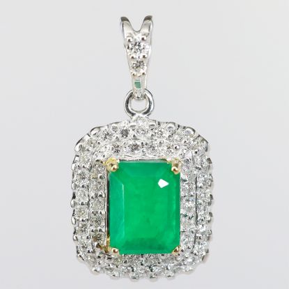 Picture of 18k Two-Tone Gold Emerald & Diamond Pendant