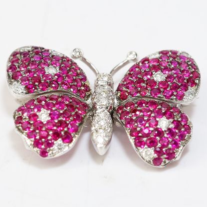 Picture of 18k White Gold pRuby & Diamond Butterfly Brooch