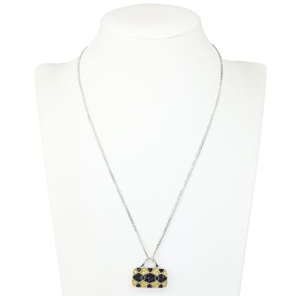 Picture of 18k White Gold Sapphire & Black Diamond Purse Pendant