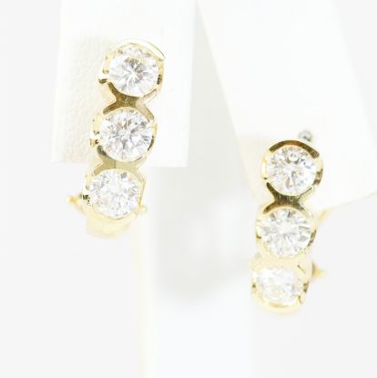 Picture of 14k Yellow Gold Bezel Set Diamond Earrings