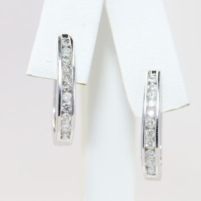 Picture of 14k White Gold Diamond Hoop Earrings
