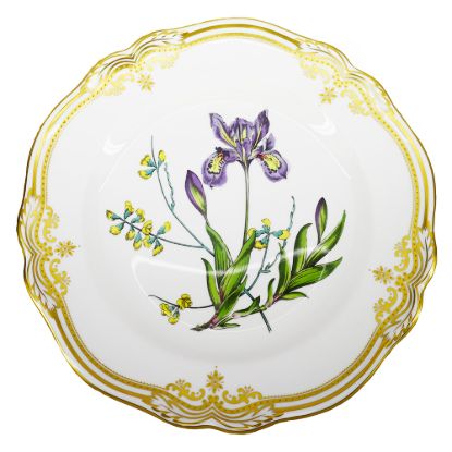 Picture of Dinner Tachiadenus Flower Plate with Gold Trim