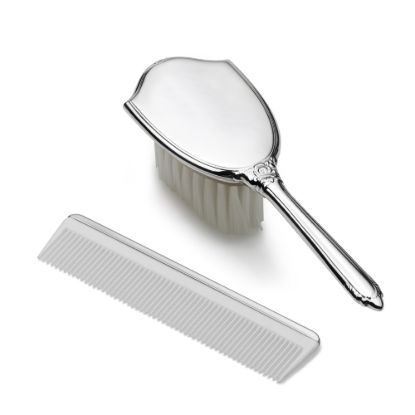 Picture of Plain Sterling Silver Baby Girl's Brush & Comb Set