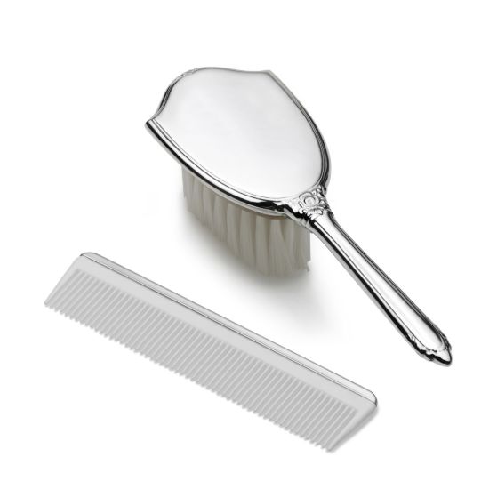 Picture of Plain Sterling Silver Baby Girl's Brush & Comb Set