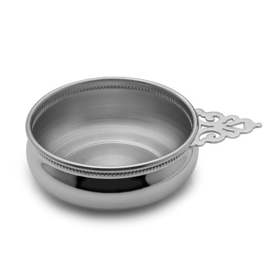 Picture of Empire Beaded Pierced Handle Pewter Porringer