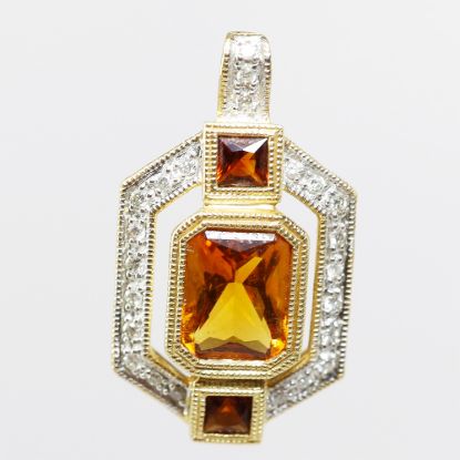 Picture of 14k Two-Tone Gold Bezel Set Citrine and Diamond Pendant