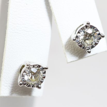 Picture of 14k White Gold Diamond Solitaire Earrings