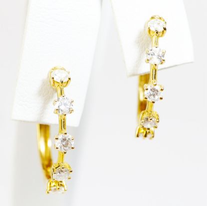 Picture of 14k Yellow Gold Diamond Hoop Earrings