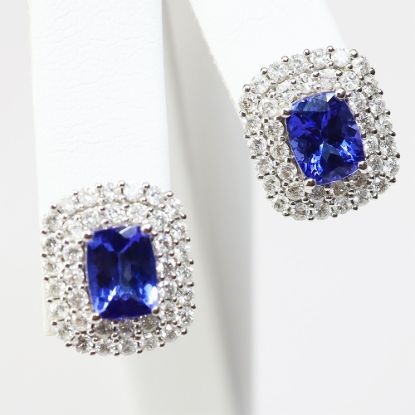 Picture of 14k White Gold Tanzanite and Diamond Earrings