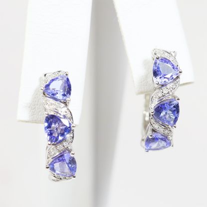 Picture of 14k White Gold Tanzanite and Diamond Earrings
