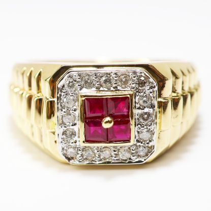 Picture of 14k Yellow Gold Diamond and Ruby Ring