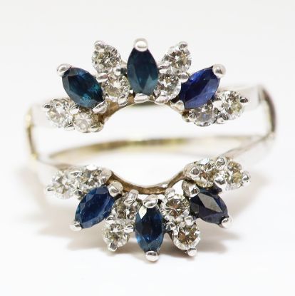 Picture of 14k White Gold Diamond and Sapphire Insert Ring