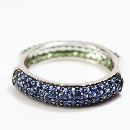 Picture of 14k White Gold Tsavorite Garnet and Sapphire Ring