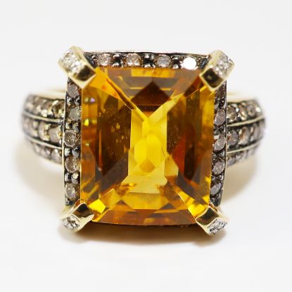 Picture of 14k Yellow Gold Citrine and Diamond Ring