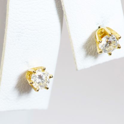 Picture of 14k Yellow Gold Diamond Solitaire Earrings