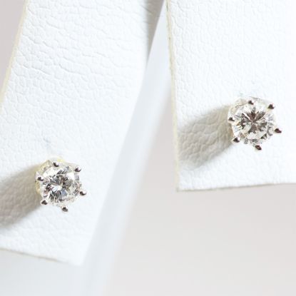 Picture of 14k White Gold Diamond Solitaire Earrings