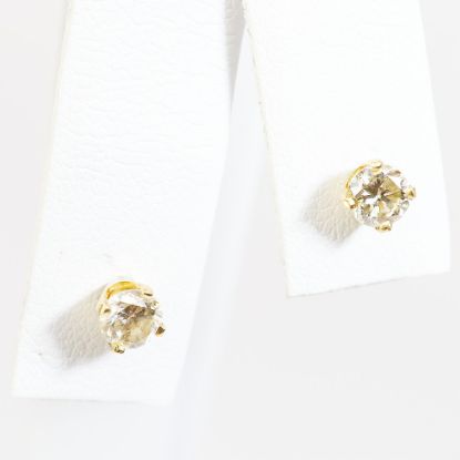 Picture of 14k Yellow Gold Diamond Solitaire Earrings