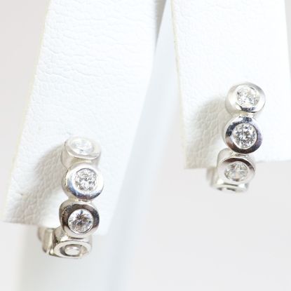 Picture of 18k White Gold Bezel Set Diamond Earrings