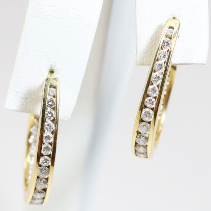 Picture of 14k Yellow Gold Diamond Hoop Earrings