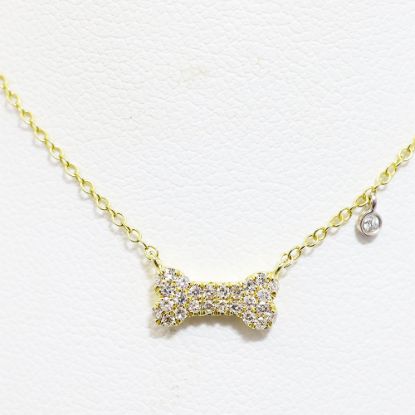 Picture of 14k Yellow Gold Dog Bone Diamond Necklace