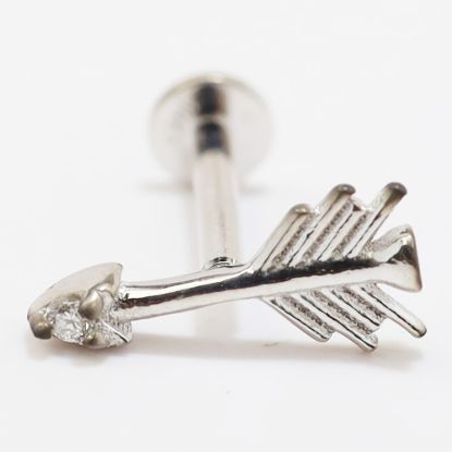 Picture of 14k White Gold Diamond Arrow Tragus Earring