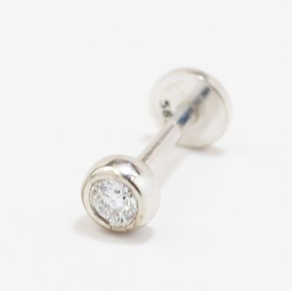 Picture of 14k White Gold Bezel Diamond Tragus Earring