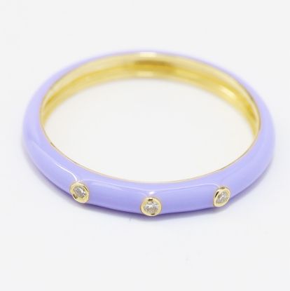 Picture of 14k Yellow Gold Bezel Set Round Diamond Lilac Enamel Ring