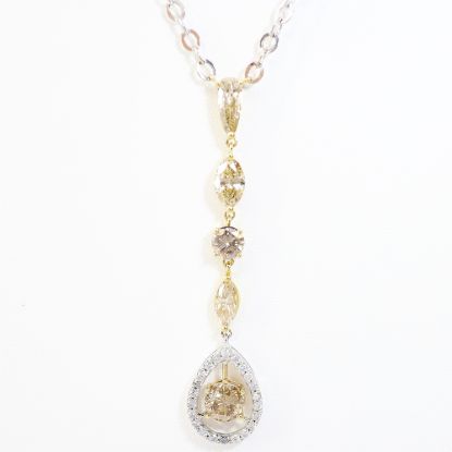 Picture of 14k Two-Tone Gold White & Light Brown Diamond Drop Necklace