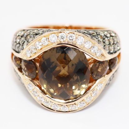 Picture of 14k Rose Gold Smoky Quartz & Diamond Ring