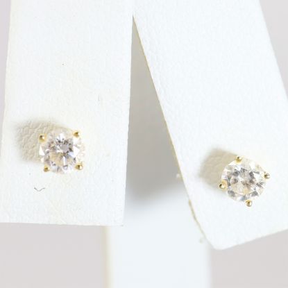 Picture of 14k Yellow Gold Diamond Solitaire Earrings