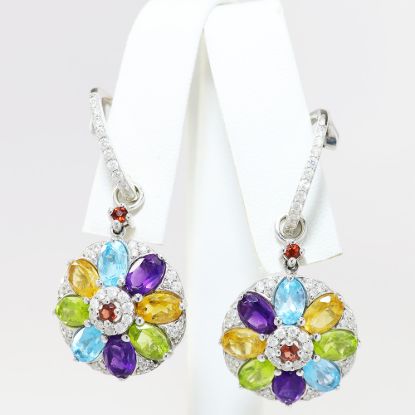 Picture of 18k White Gold Gemstone & Diamond Convertible Earrings