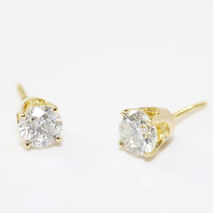 Picture of 14k Yellow Gold Diamond Solitaire Earrings