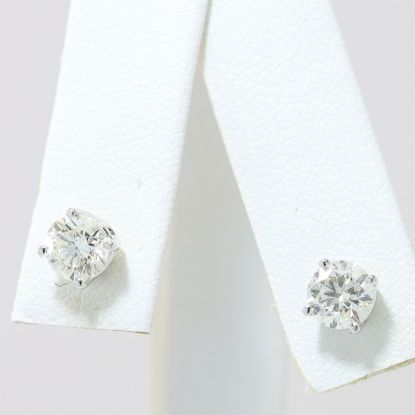 Picture of 14k White Gold Diamond Solitaire Earrings