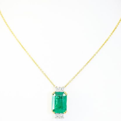Picture of 18k Two-Tone Gold Emerald & Diamond Pendant