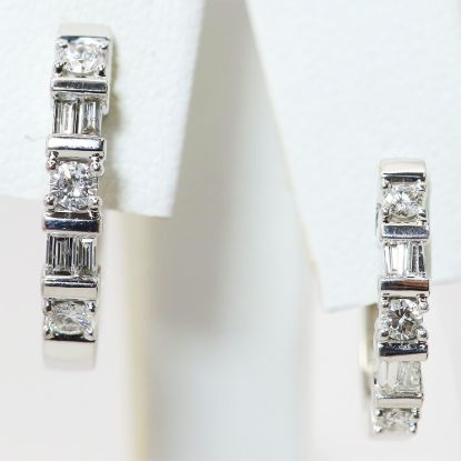 Picture of 14k White Gold Diamond Hoop Earrings