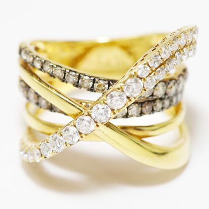 Picture of LeVian 14k Yellow Gold Diamond Cross-Over Diamond Ring