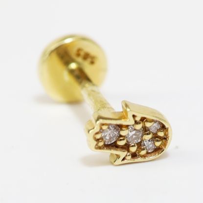 Picture of 14k Yellow Gold Diamond Hamsa Hand Tragus Earring