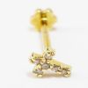 Picture of 14k Yellow Gold Tiny Diamond Cross Tragus Earring